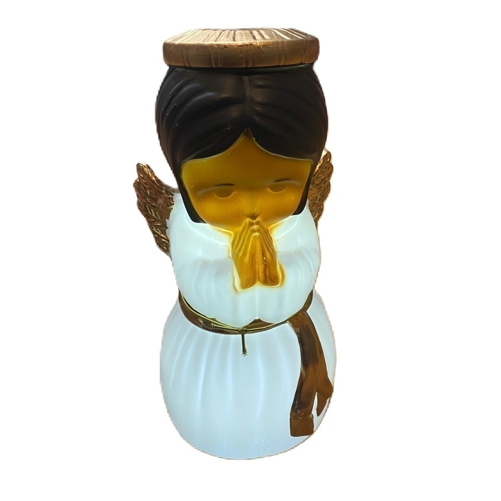 Angel Blow Mold Christmas Decoration NEW Battery Operated Table Top White Gold